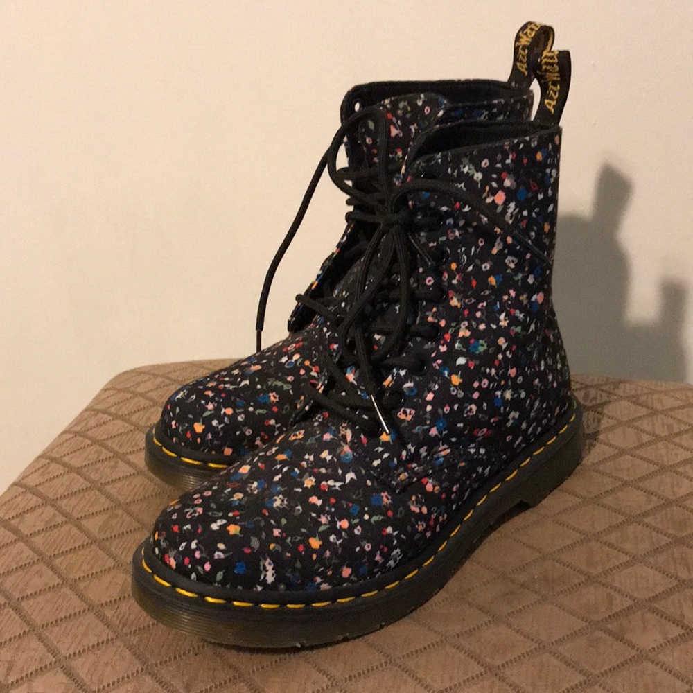 Vegan Dr. Martens Floral Boots! BARELY worn!